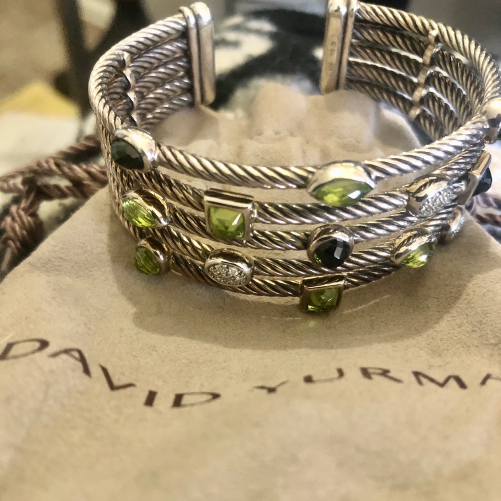 David Yurman Green Stone Confetti 5 Row Bracelet